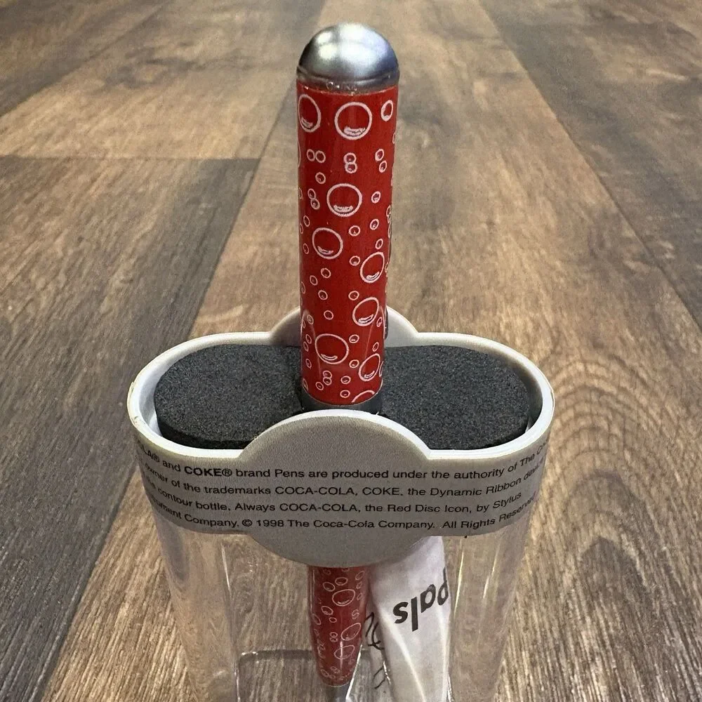 Vintage 1998 Coca-Cola Coke Collectible Ink Pen w/ Original Case Bottle Clip Red
